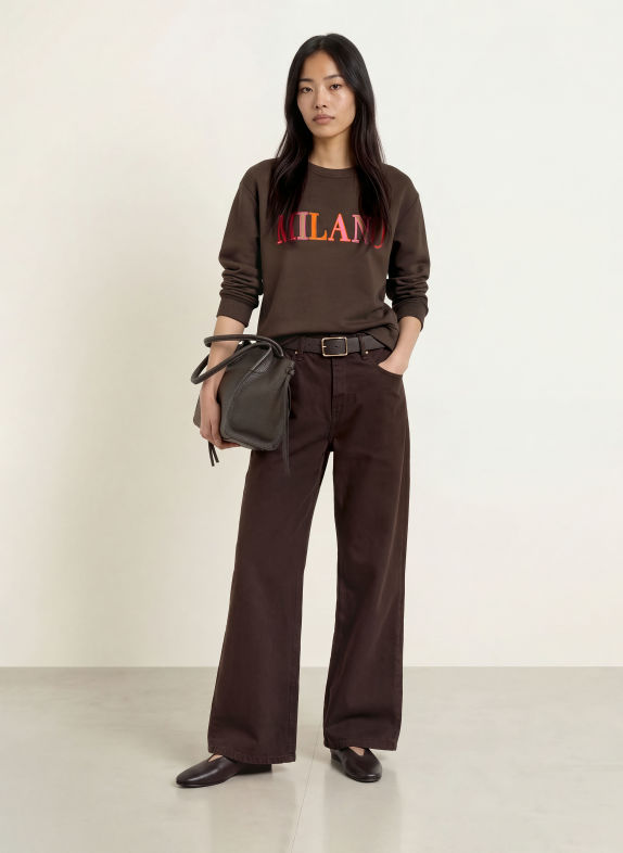 MILANO ITALY Sweatshirt MARRON FONCÉ / ROSE FUCHSIA / ORANGE
