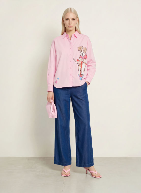 MILANO ITALY Skjortebluse ROSA / BRUN / RØD