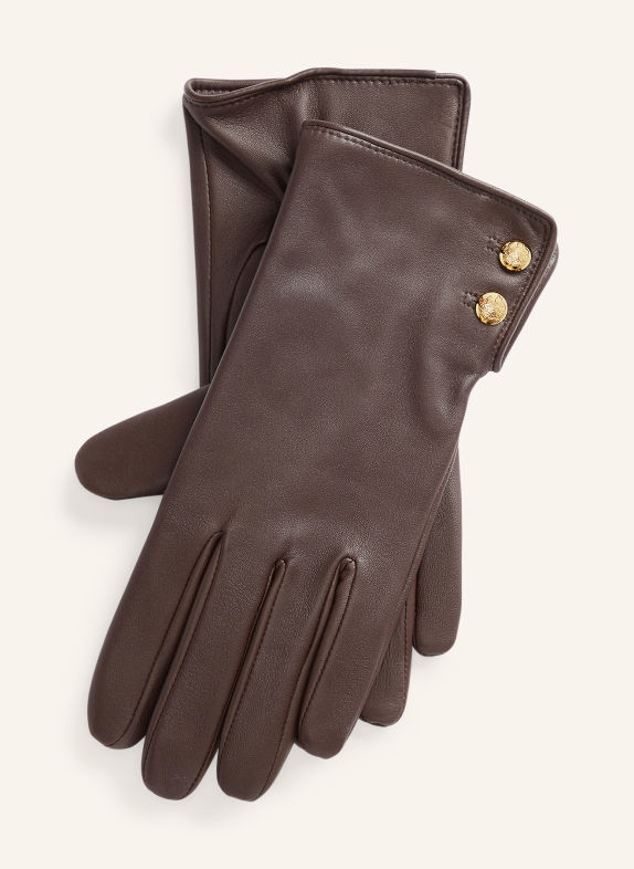 LAUREN RALPH LAUREN Lederhandschuhe DUNKELBRAUN