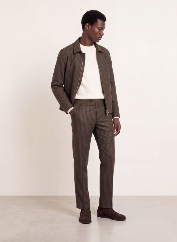 TIGER OF SWEDEN Broek TENSE Regular Fit MARRON FONCÉ / ECRU
