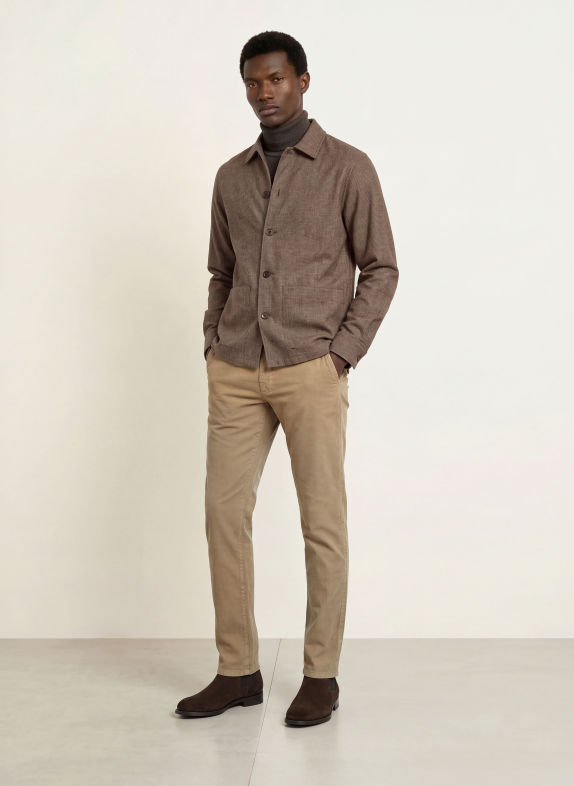 ETON Flanellen overshirt Comfort Fit BRUIN / LICHTBRUIN
