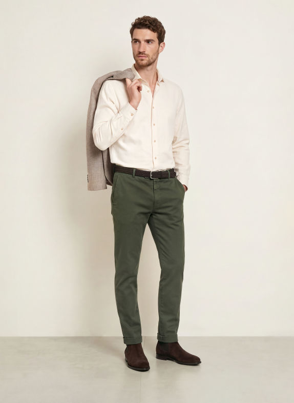 ETON Chemise en flanelle coupe slim CRÈME