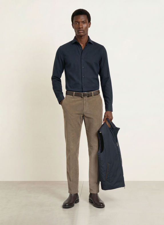 ETON Flanellhemd Slim Fit DUNKELBLAU