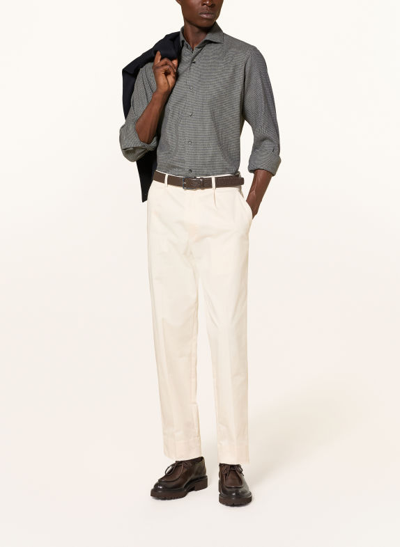 ETON Chemise en flanelle coupe Comfort Fit OLIVE / BLEU FONCÉ