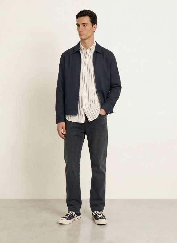ARMEDANGELS Overhemd, slim fit WIT / ZWART