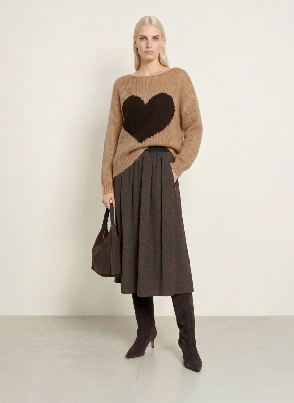 miss goodlife Pullover mit Alpaka BEIGE / DUNKELBRAUN