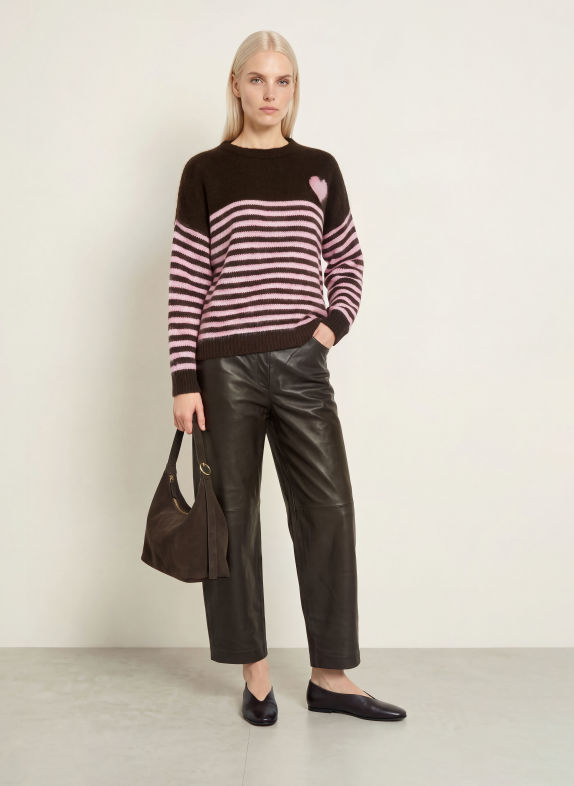 miss goodlife Trui van alpaca MARRON FONCÉ / ROZE