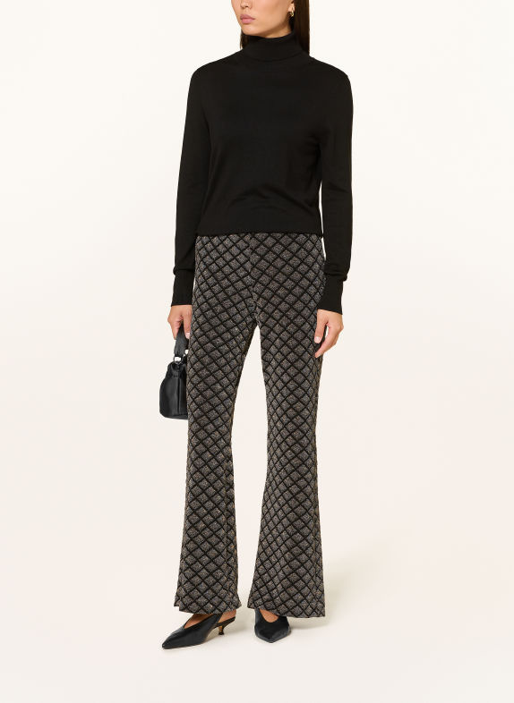 Ana Alcazar Wide-leg trousers with glitter thread BLACK / GOLD / BLUE
