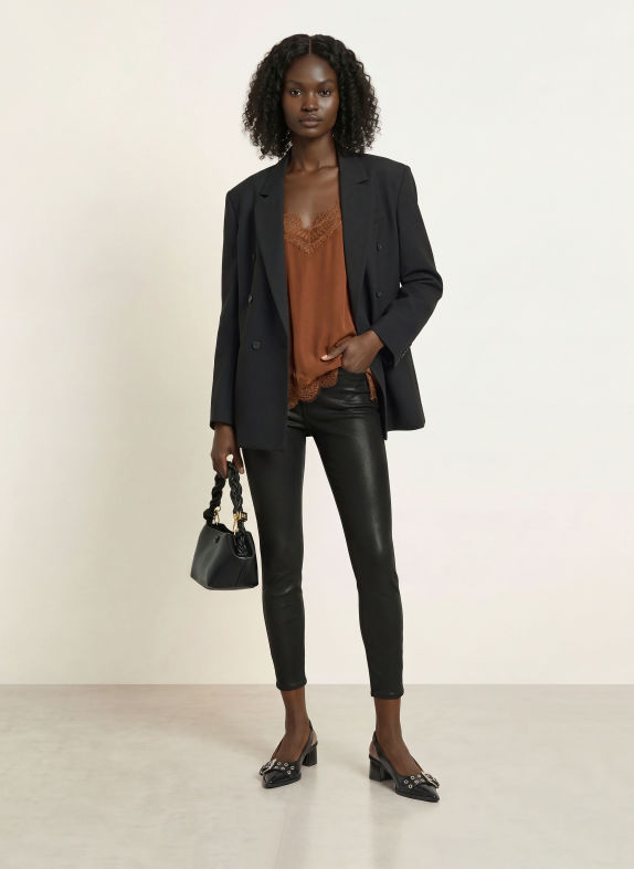 7 for all mankind Coated Jeans THE ANKLE SKINNY 21H COATED BLACK