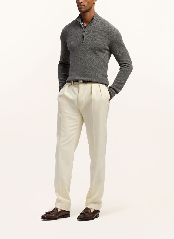 RALPH LAUREN PURPLE LABEL Pull col zippé en cachemire GRIS FONCÉ