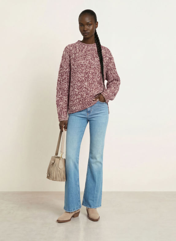 BOSS Pullover FLOCASIA DUNKELROT / CREME