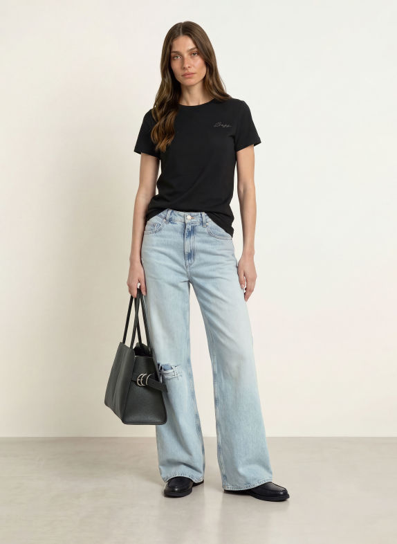 BOSS ELOVE T-shirt med smykkesten SORT