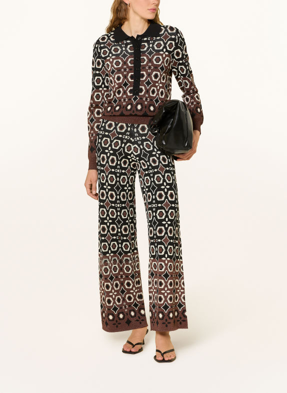 SUNCOO Gebreide broek JASPER met glittergaren ZWART / BRUIN / WIT