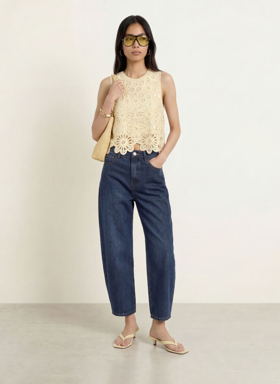 SUNCOO Jean barrel ROBYN 30 BLEU JEANS