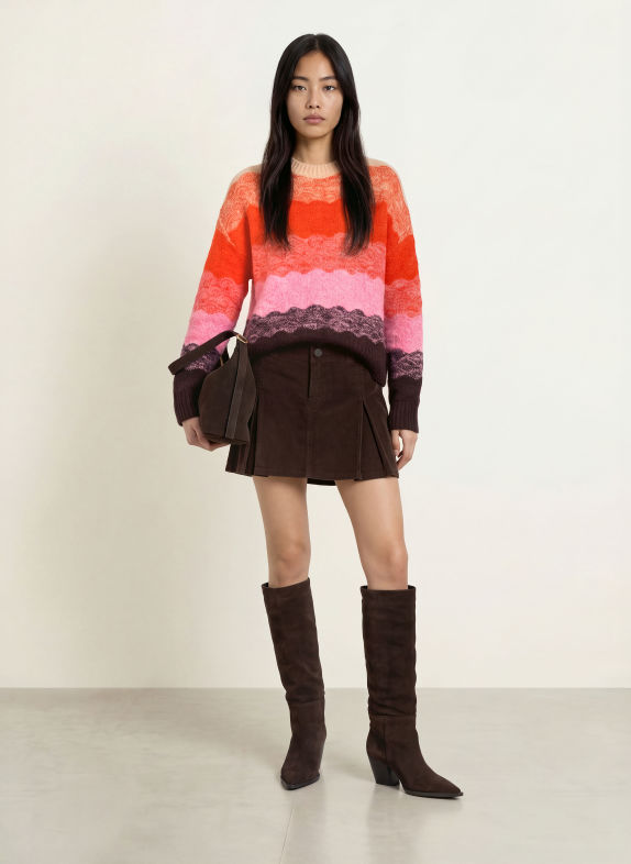 SUNCOO Pullover PANAYO ORANGE / DUNKELBRAUN / ROSA