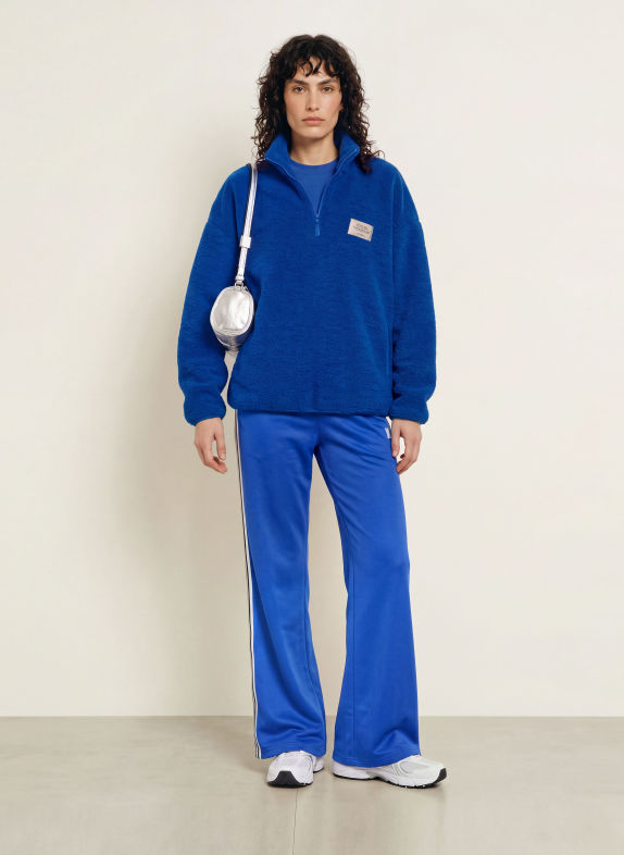 KARO KAUER Oversized anorak jacket made of teddy fur BLUE