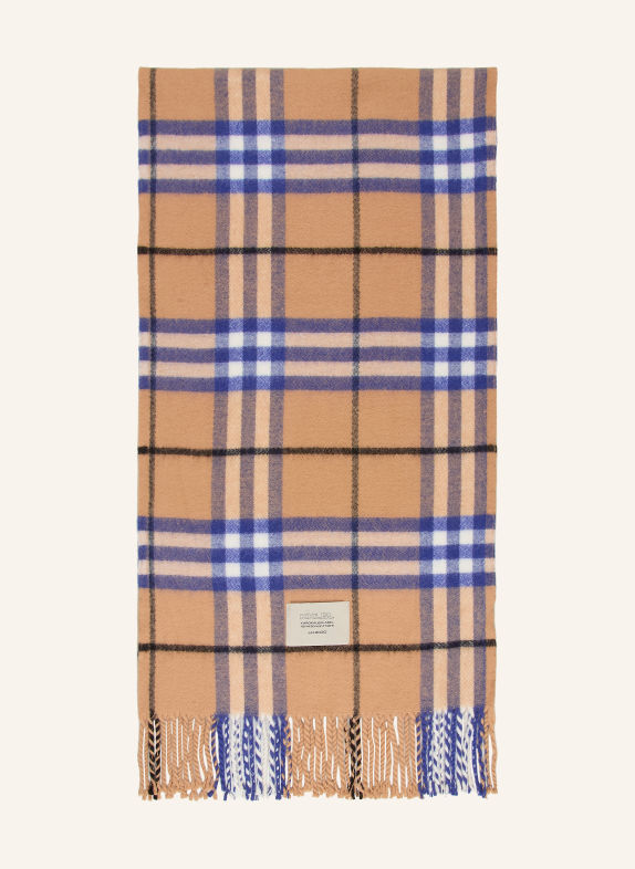 KARO KAUER Schal COGNAC / BLAU / WEISS