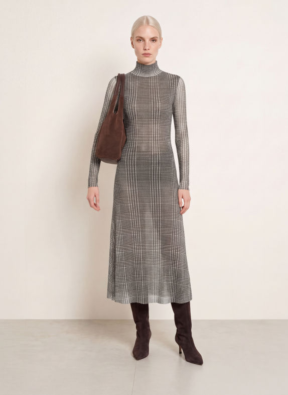 Rich & Royal Mesh-Kleid DUNKELBRAUN / WEISS