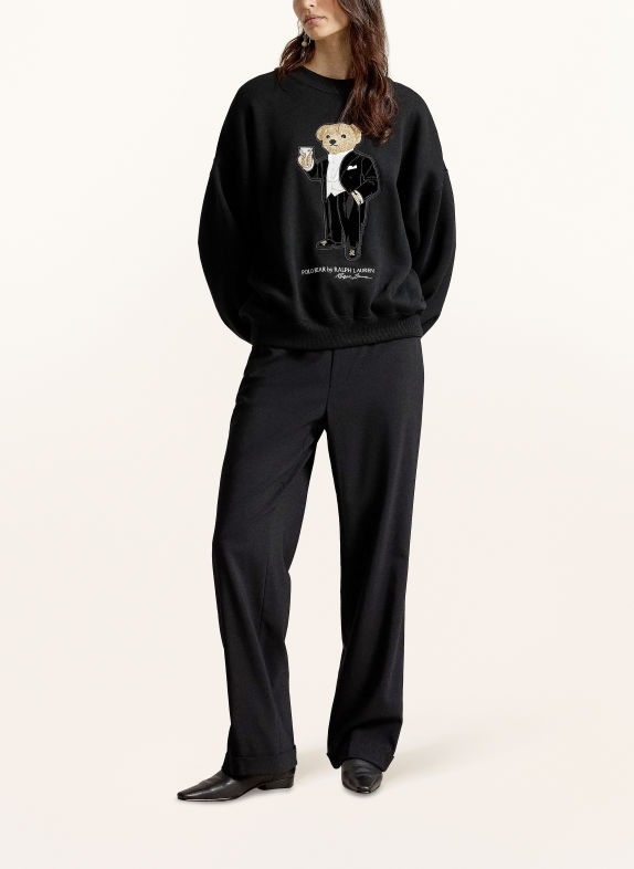 POLO RALPH LAUREN Sweatshirt BLACK / LIGHT BROWN / WHITE
