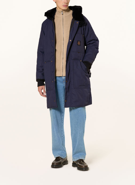 RefrigiWear Steppmantel mit Kunstfell DUNKELBLAU