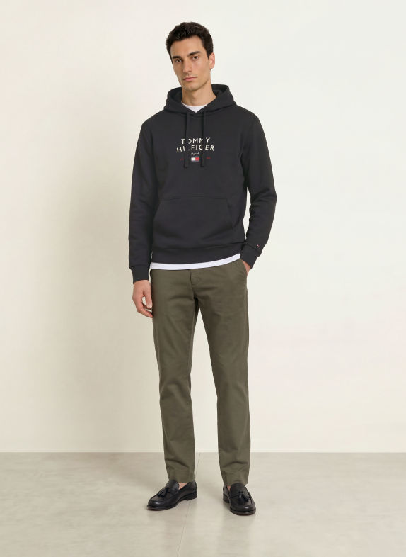 TOMMY HILFIGER Hoodie BLACK / RED / WHITE