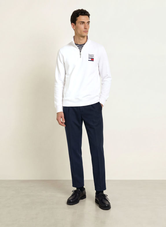 TOMMY HILFIGER Sweat-Troyer WEISS / DUNKELROT / DUNKELBLAU