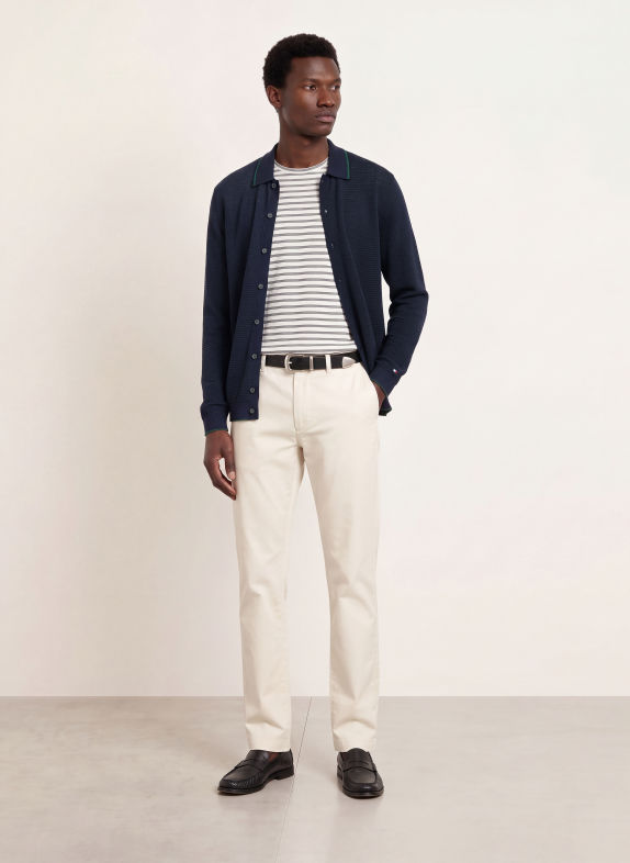 TOMMY HILFIGER Strickjacke DUNKELBLAU / DUNKELGRÜN
