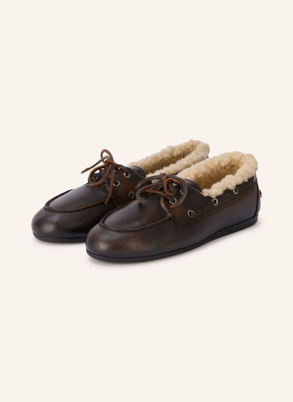 Posa Chaussures bateau MARRON FONCÉ / CRÈME