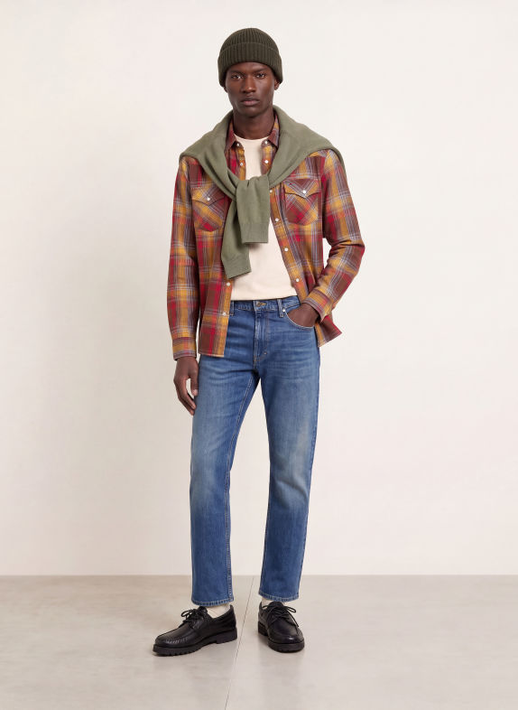 TOMMY JEANS Hemd Regular Fit DUNKELBRAUN / DUNKELROT / DUNKELGELB
