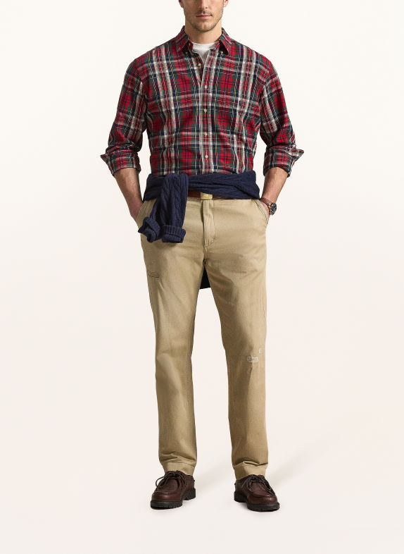 POLO RALPH LAUREN Big & Tall Oxfordská košile Comfort Fit TMAVĚ ZELENÁ / TMAVĚ ČERVENÁ / TMAVĚ MODRÁ