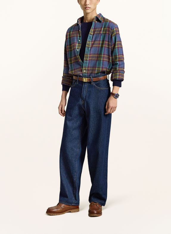 POLO RALPH LAUREN Custom Fit Flannel Shirt BLUE / PURPLE / GREEN