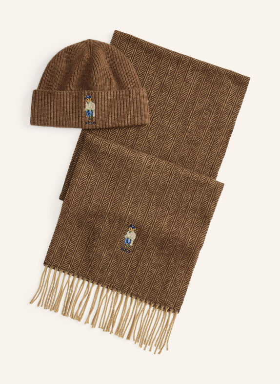 POLO RALPH LAUREN Sada: Čepice a Šála HNĚDÁ / VELBLOUDÍ