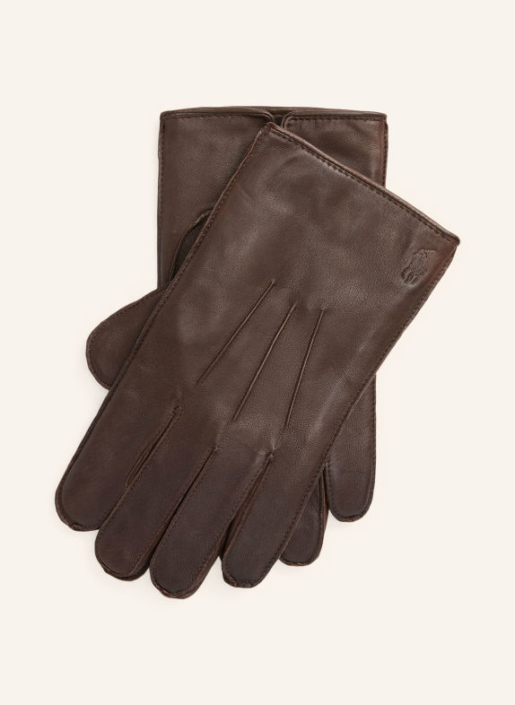 POLO RALPH LAUREN Leather gloves DARK BROWN