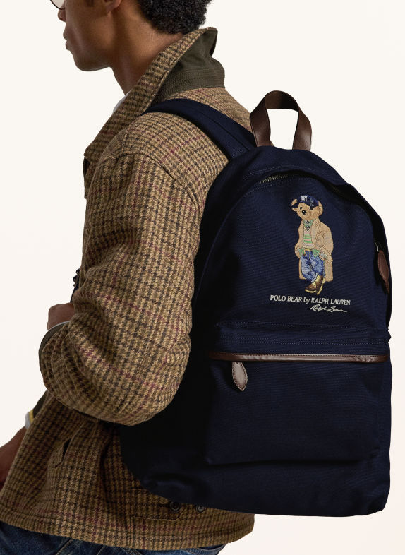 POLO RALPH LAUREN Backpack with laptop compartment DARK BLUE / DARK BROWN