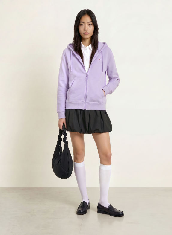 TOMMY JEANS Zip-up sweatshirt LIGHT PURPLE