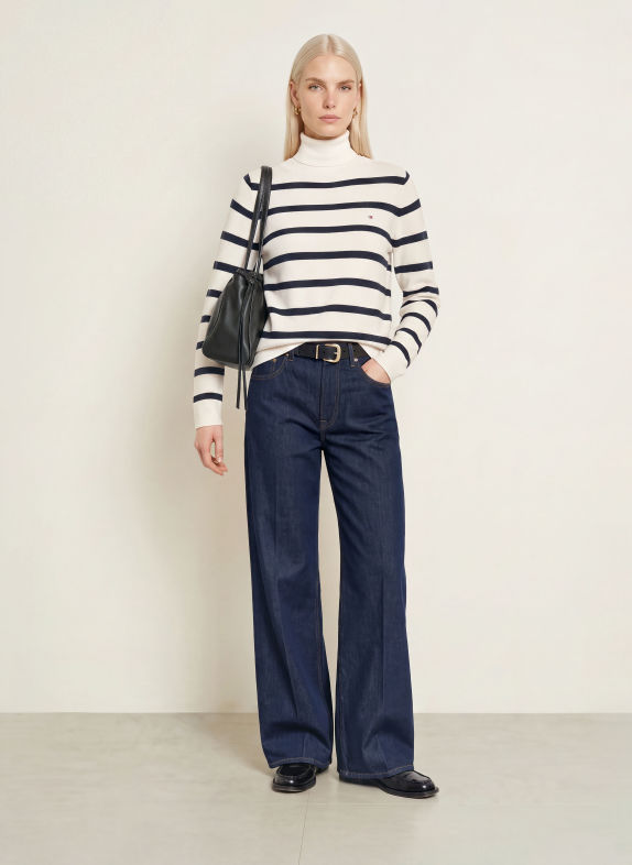 TOMMY HILFIGER Sweter ECRU / GRANATOWY