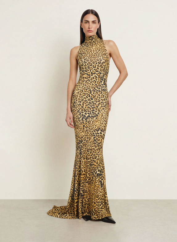 NORMA KAMALI Jersey dress BEIGE / BLACK