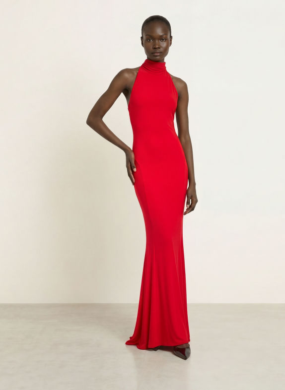 NORMA KAMALI Jerseykleid ROT