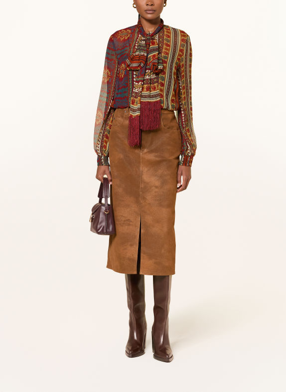 DIANE VON FURSTENBERG Knytblus GARCELE MÖRKORANGE / BEIGE / SVART