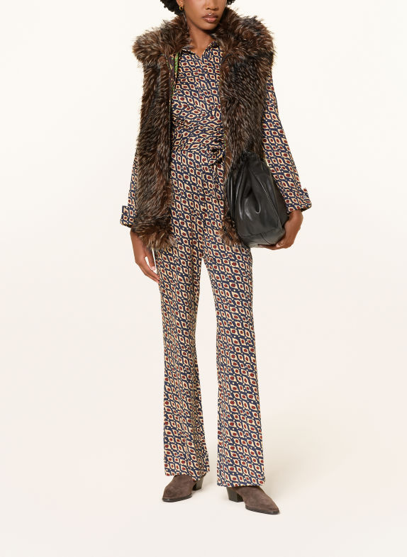 DIANE VON FURSTENBERG MALIN Faux Fur Vest BROWN / CREAM / BLACK