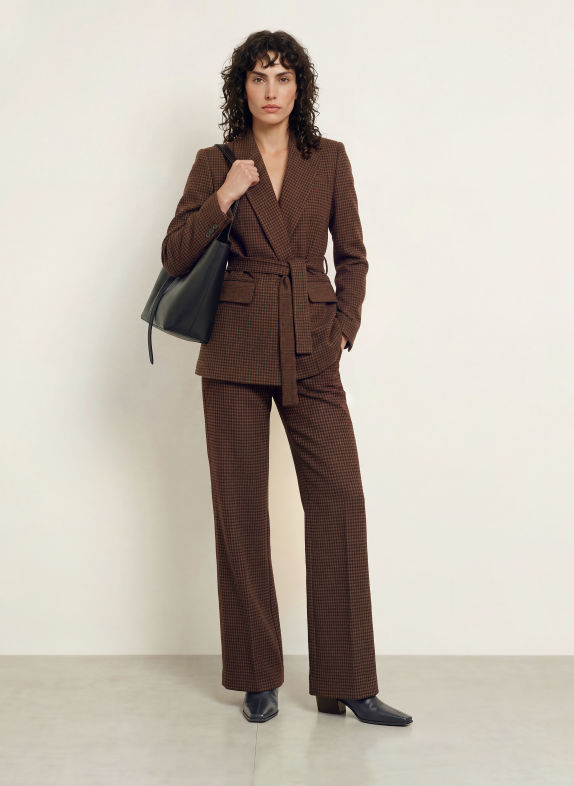 DIANE VON FURSTENBERG Marlenehose ALEXANDER mit Galonstreifen DUNKELBRAUN / SCHWARZ