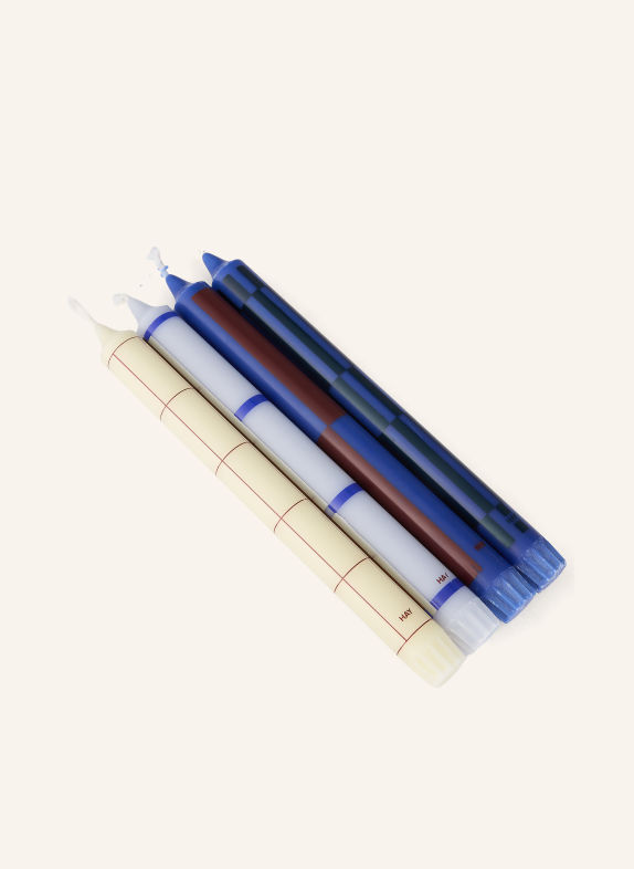 HAY Set van 4 staafkaarsen DONKERBLAUW / BRUIN / GRIJS