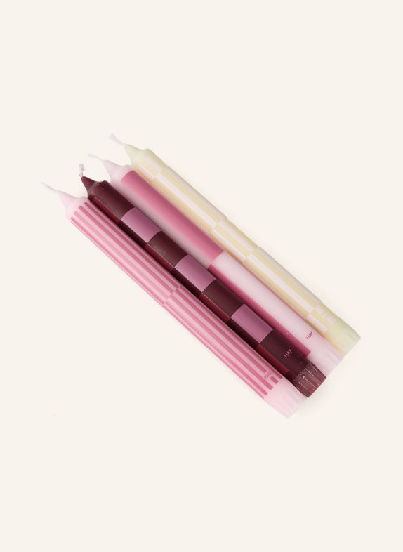 HAY Set van 4 staafkaarsen VIEUX ROSE / ROSE CLAIR / DONKERROOD