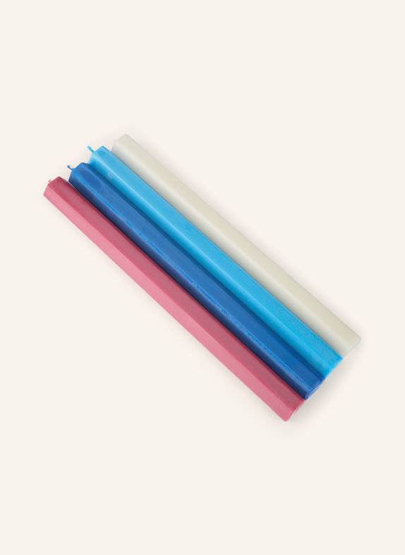 HAY Set van 4 staafkaarsen HEXAGON BLAUW / VIEUX ROSE / CRÈME