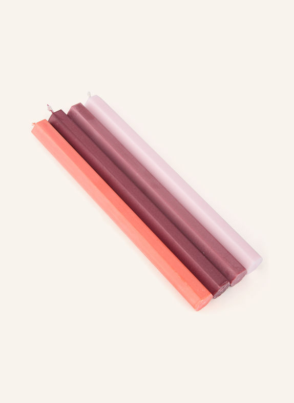 HAY Set van 4 staafkaarsen HEXAGON VIEUX ROSE / ROSE CLAIR / ZALM