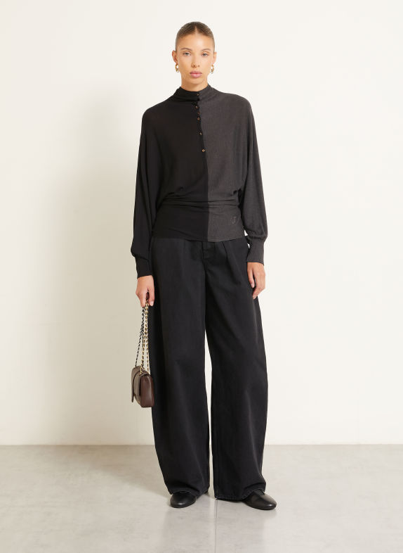 JACQUEMUS Pullover LE POLO LOSANGE mit Seide SCHWARZ / DUNKELGRAU