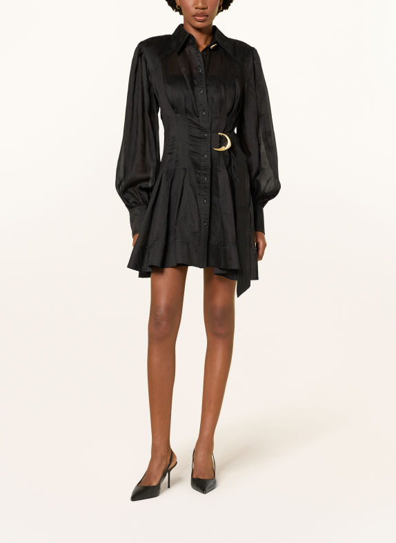 Aje. ROSANNA shirt dress with linen BLACK