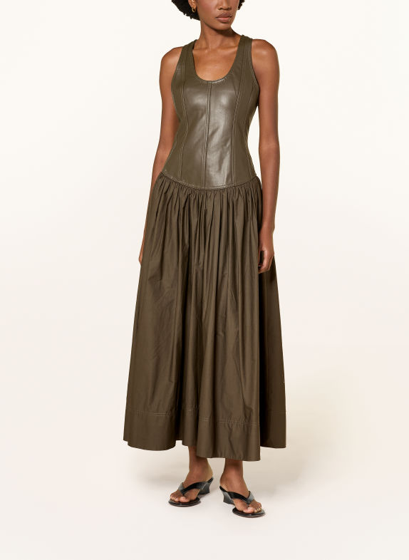 Aje. Kleid ZELIA im Materialmix KHAKI