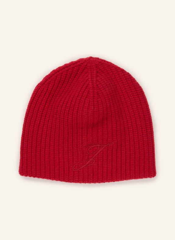 JACQUEMUS Čepice LE BONNET ESPIRAL z merino vlny ČERVENÁ