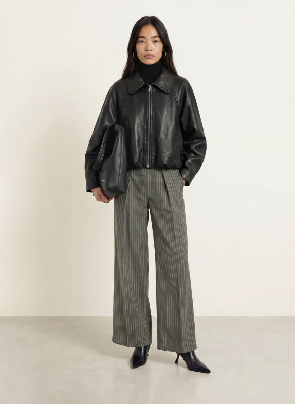 LeGer Studio Marlenehose SOPHIA DUNKELGRAU / WEISS